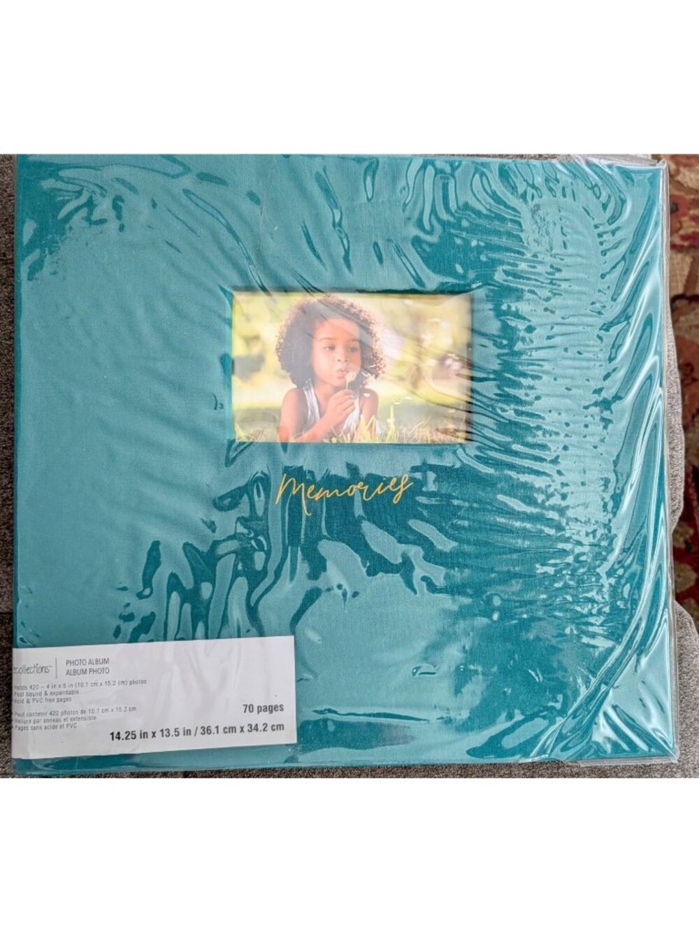 Teal Photo Album 14.25" x 13.5" Holds 420 Photos 4x6 Acid & PVC Free Pages By Re